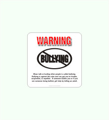 3&amp;QUOT; Warning No Bullying Decal