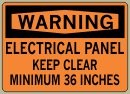 Electrical Panel Keep Clear Minimum 36 Inches - Warning Message #W296